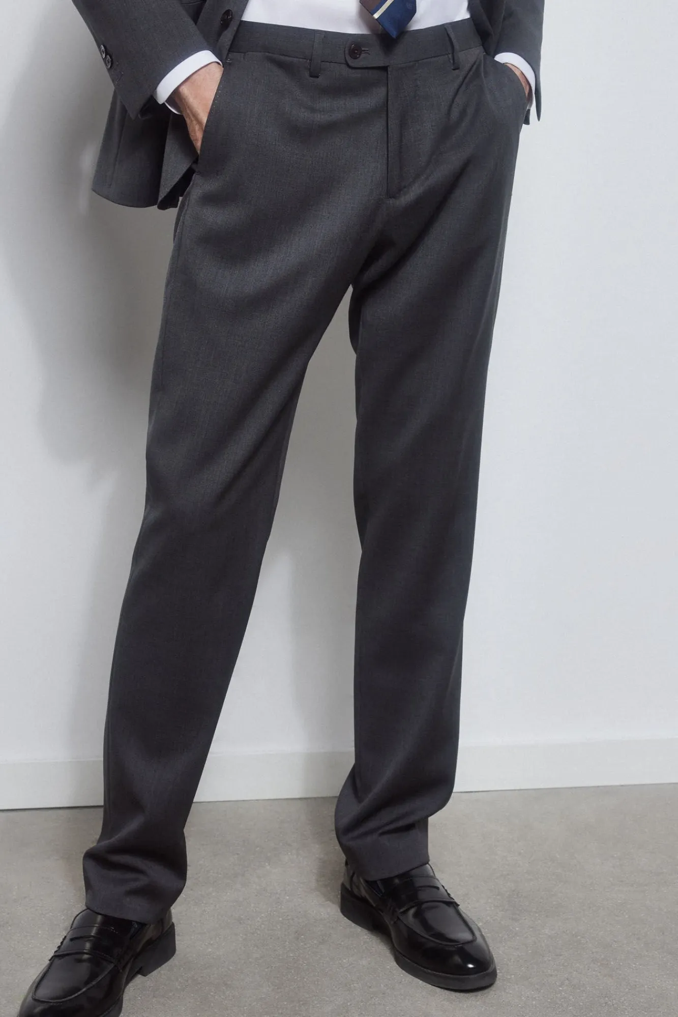 Pedro del Hierro Calças|Calças Clássicas-Calças de alfaiataria lisas e bielásticas Cizento
