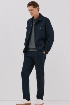 Cortefiel Calças|Calças Clássicas-Calças de algodão micro-xadrez Azul