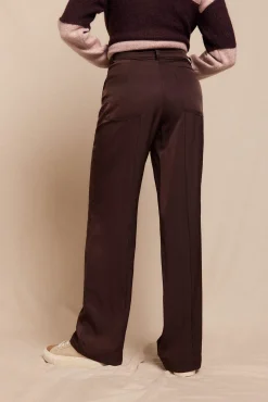 Slowlove Calças-Calças de cetim Castanho