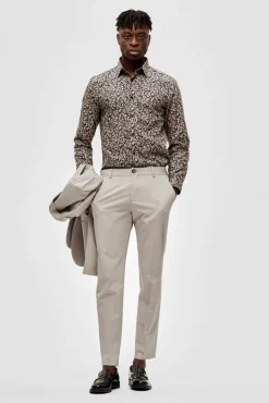 Selected Calças|Calças Clássicas-Calças de fato de corte justo feitas de materiais reciclados. Tostado
