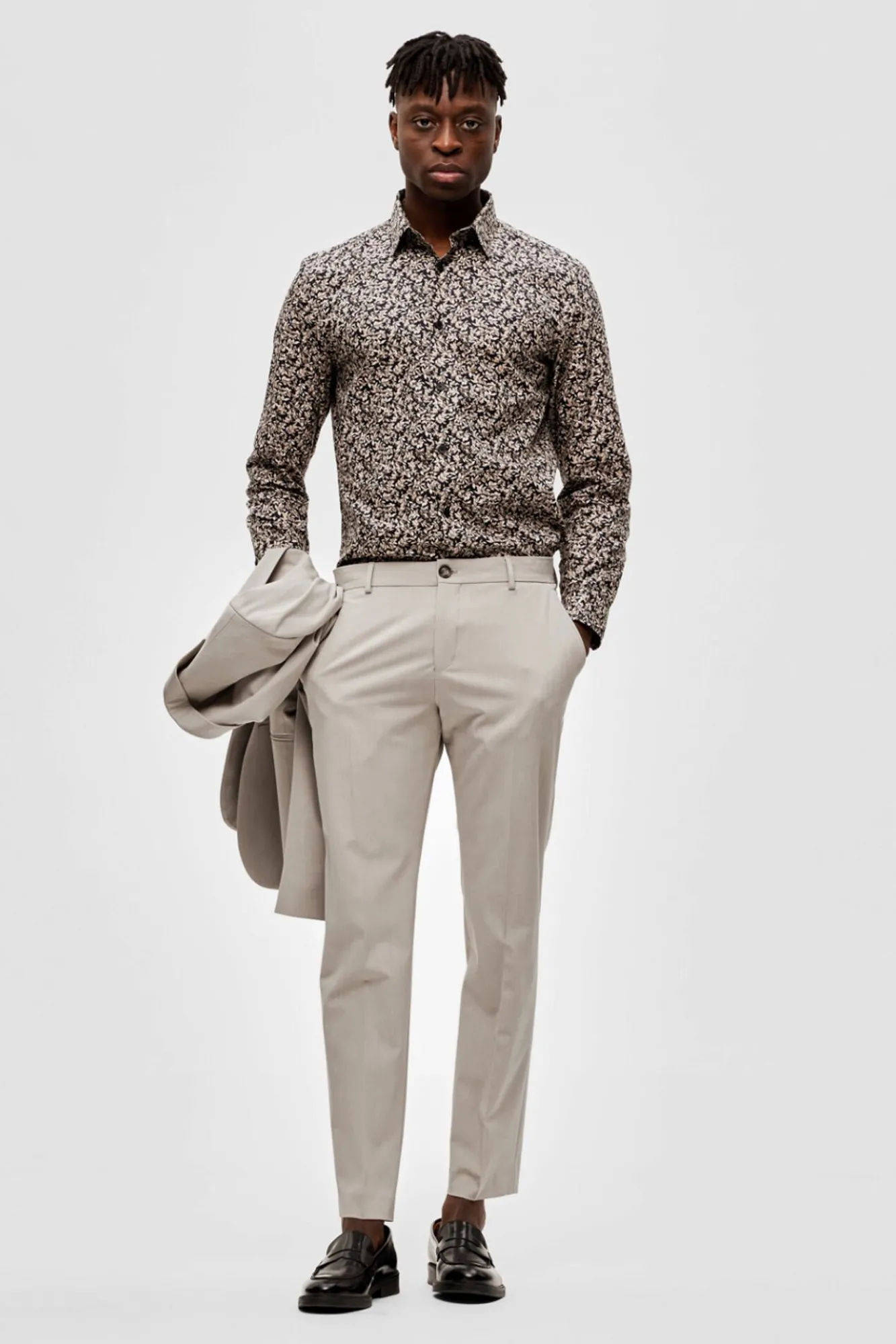 Selected Calças|Calças Clássicas-Calças de fato de corte justo feitas de materiais reciclados. Tostado