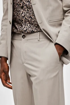 Selected Calças|Calças Clássicas-Calças de fato de corte justo feitas de materiais reciclados. Tostado