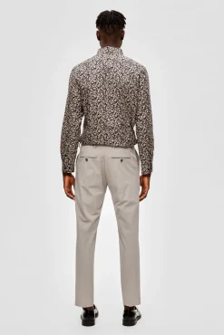 Selected Calças|Calças Clássicas-Calças de fato de corte justo feitas de materiais reciclados. Tostado