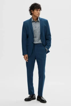 Selected Calças|Calças Clássicas-Calças de fato Slim Fit Azul