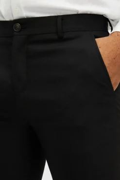 Selected Calças|Calças Clássicas-Calças de fato Slim Fit com lã Preto