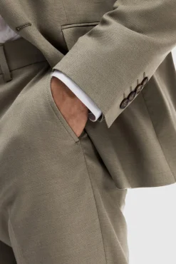 Selected Calças|Calças Clássicas-Calças de fato Slim Fit confecionadas com lã Cinzento