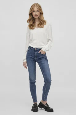 Vila Jeans|Calças-Calças de ganga corte skinny Azul