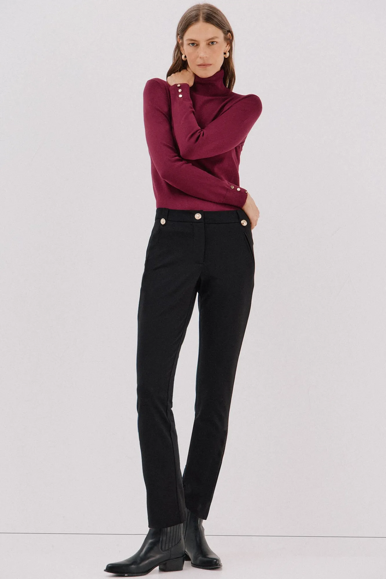 Cortefiel Calças-Calças de malha femininas Preto