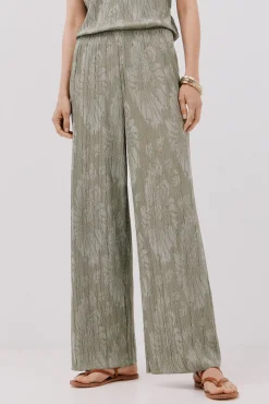 Cortefiel Calças-Calças de malha jacquard Verde