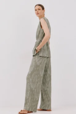 Cortefiel Calças-Calças de malha jacquard Verde