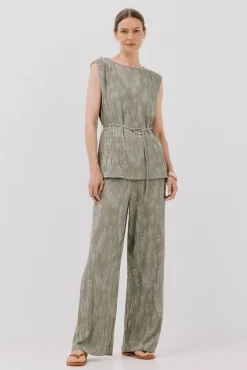 Cortefiel Calças-Calças de malha jacquard Verde