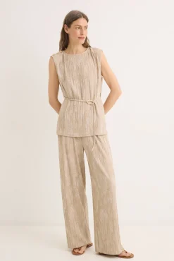 Cortefiel Calças-Calças de malha jacquard Castanho