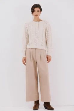 Cortefiel Calças-Calças de sarja lavadas Tostado