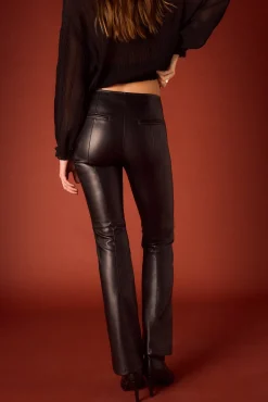 Slowlove Calças-Calças de símile pele. Preto