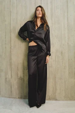 Cortefiel Calças-Calças de strass Preto