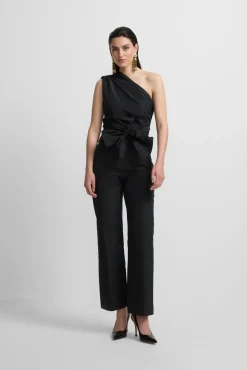 Silbon Calças-Calças de tafetá para eventos Preto