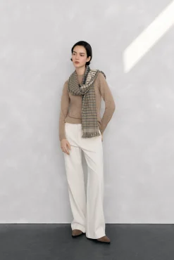 Pedro del Hierro Calças-Calças de veludo clássicas de perna larga Ecru