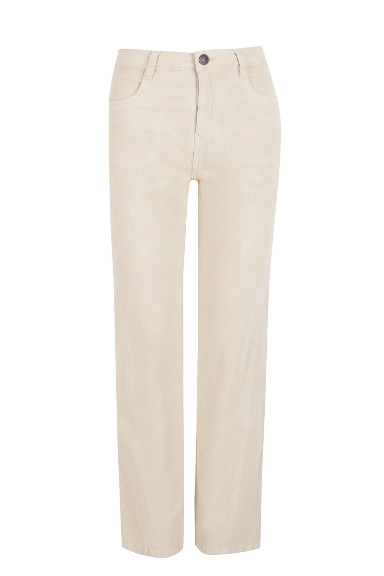 Slowlove Calças-Calças de veludo cotelê Ecru