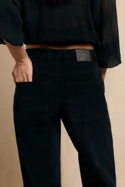 Slowlove Calças-Calças de veludo cotelê Preto