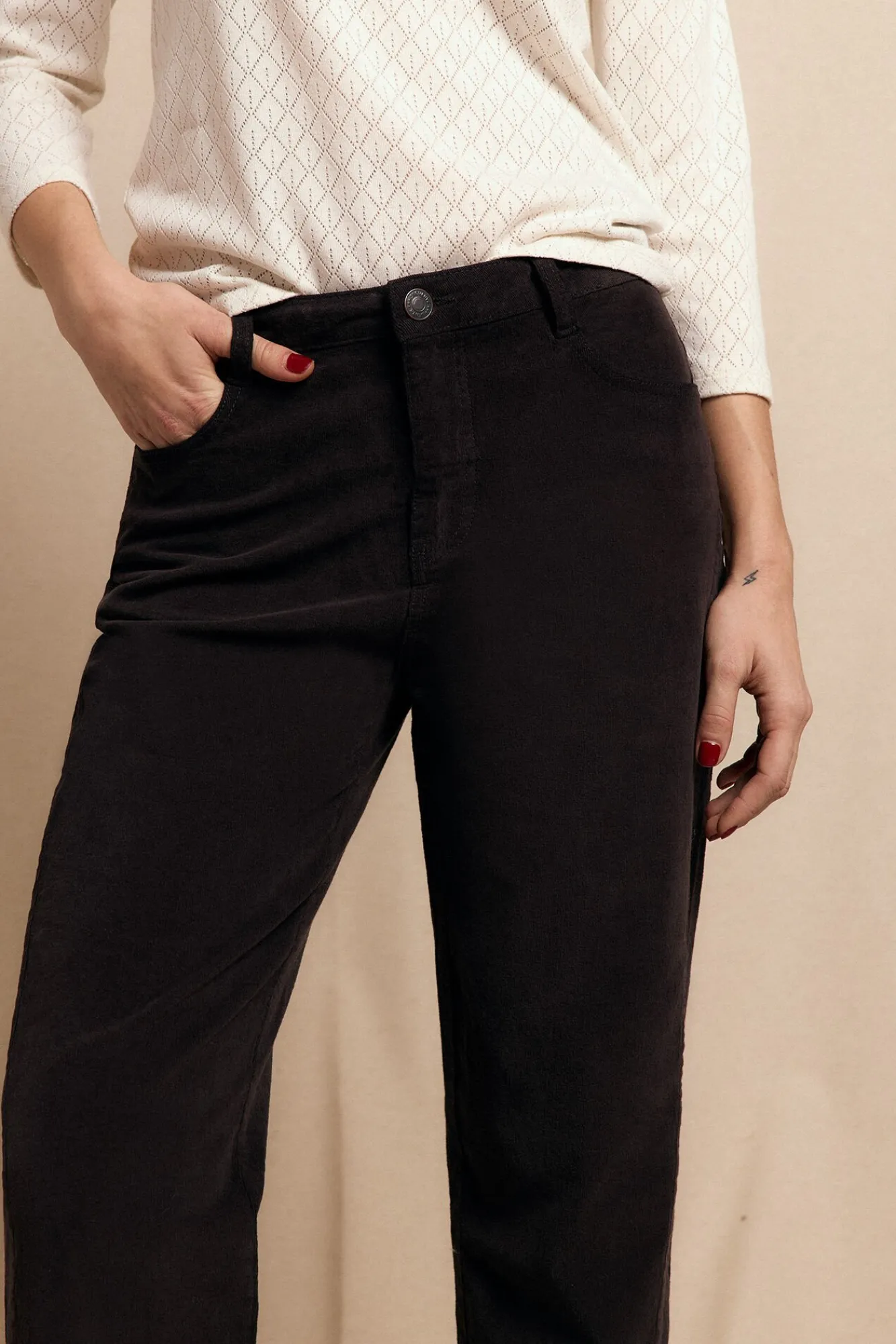 Slowlove Calças-Calças de veludo cotelê Castanho