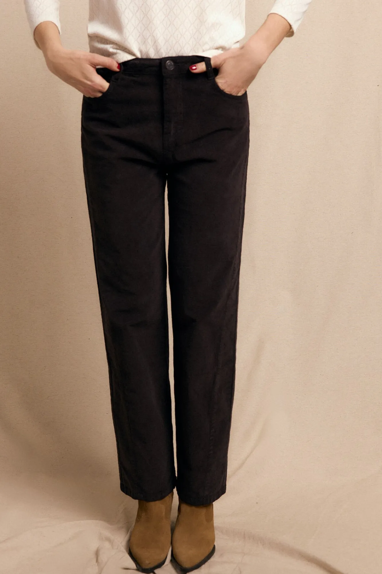 Slowlove Calças-Calças de veludo cotelê Castanho