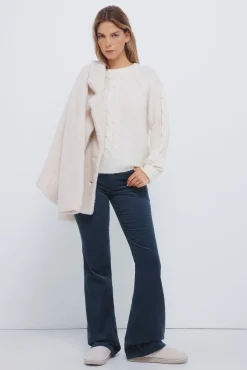 Springfield Calças-Calças de veludo cotelê com boca de sino baixa azul