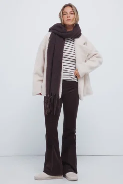 Springfield Calças-Calças de veludo cotelê com boca de sino baixa castanho