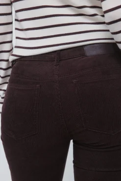 Springfield Calças-Calças de veludo cotelê com boca de sino baixa castanho