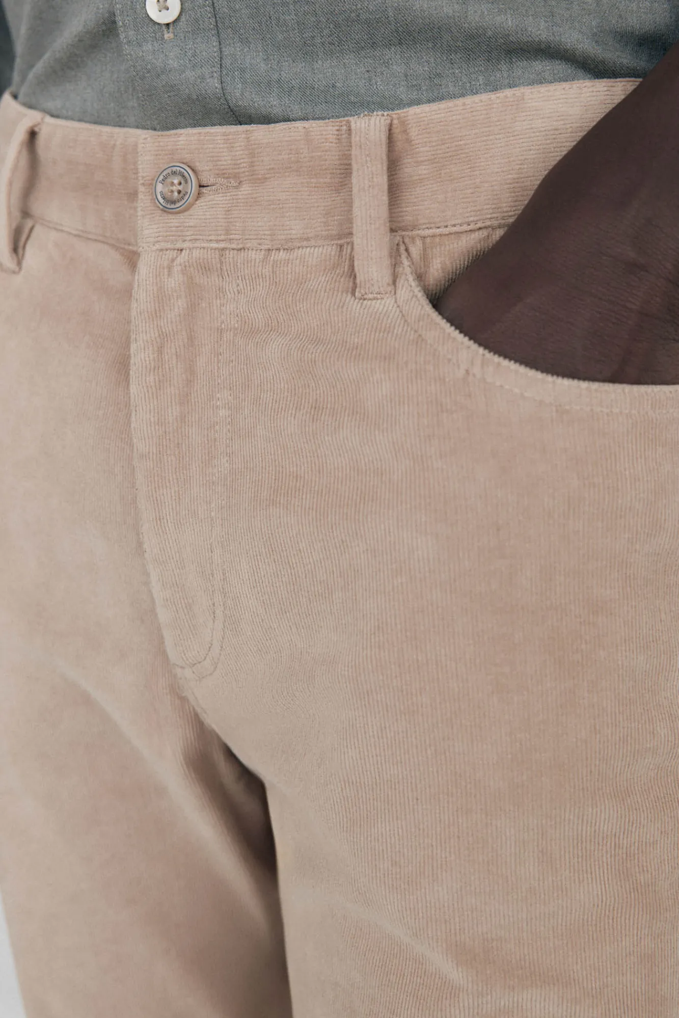 Pedro del Hierro Calças-Calças de veludo slim fit com 5 bolsos Beige