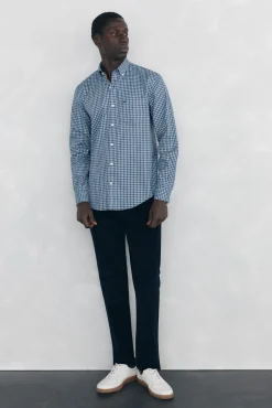 Pedro del Hierro Calças-Calças de veludo slim fit com 5 bolsos Azul