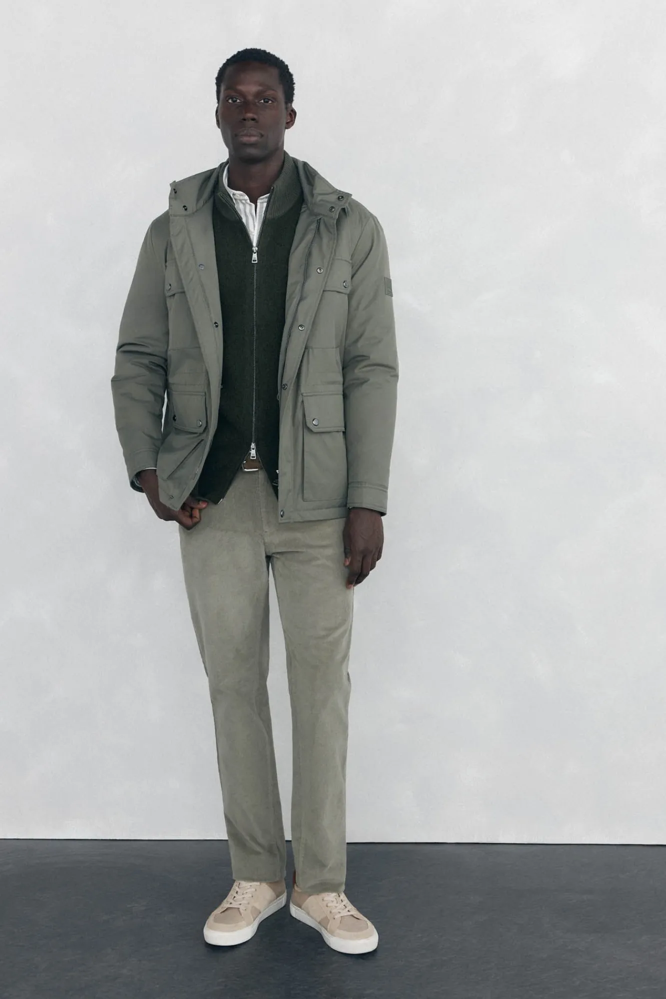 Pedro del Hierro Calças-Calças de veludo slim fit com 5 bolsos Verde