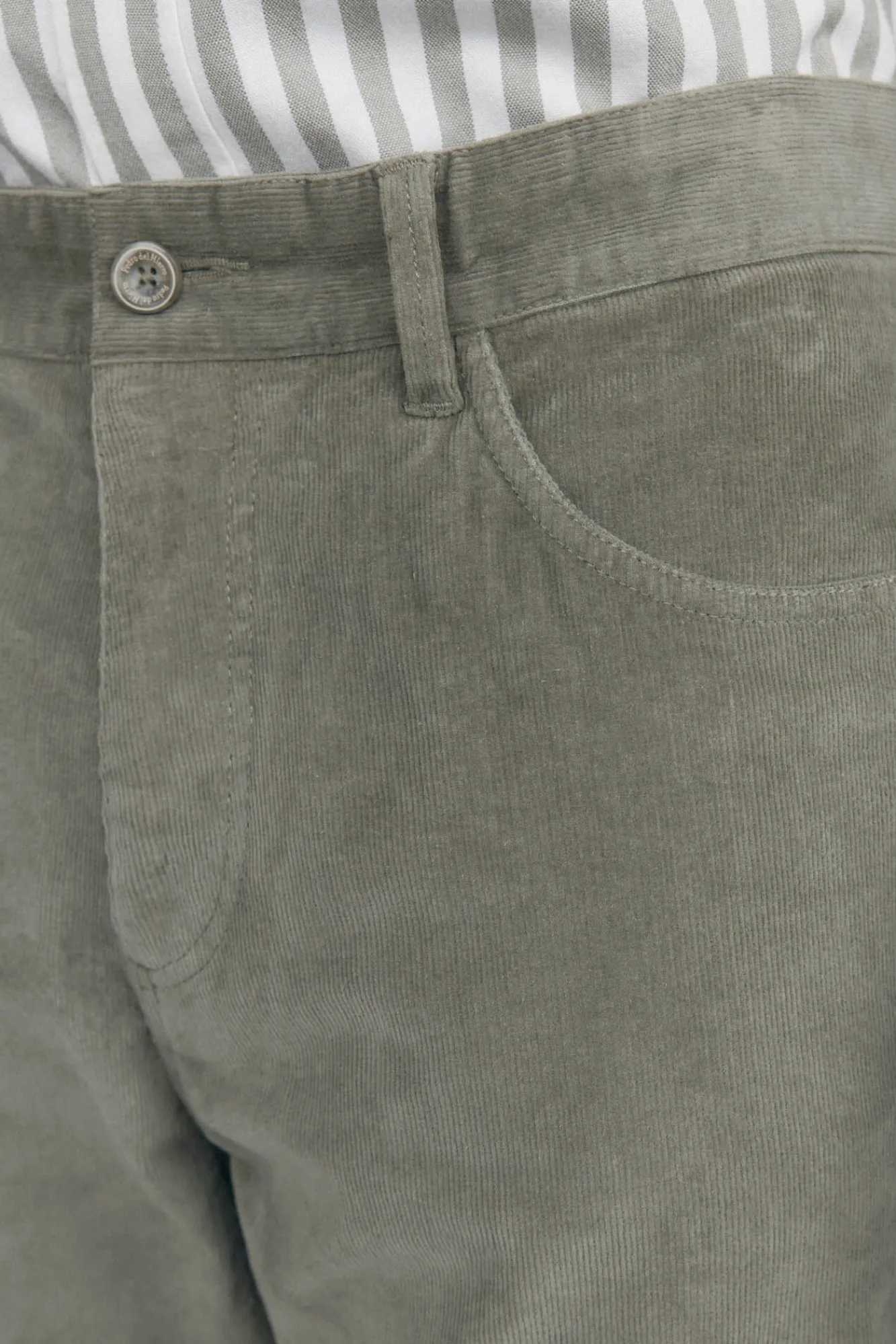 Pedro del Hierro Calças-Calças de veludo slim fit com 5 bolsos Verde