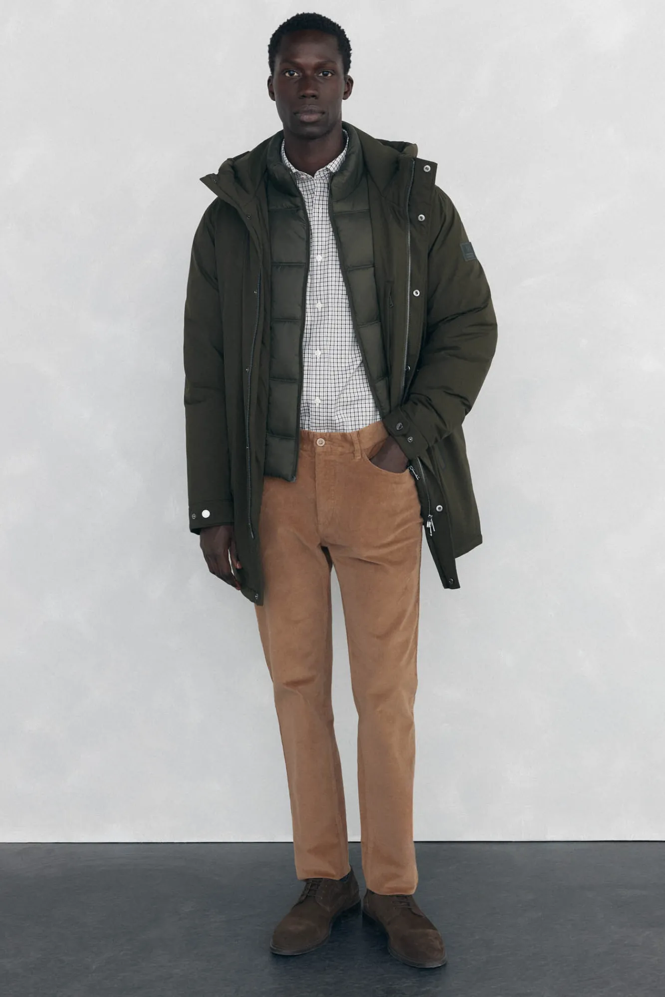 Pedro del Hierro Calças-Calças de veludo slim fit com 5 bolsos Marrom