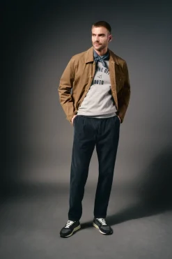 OOTO Calças-Calças de veludo veludo com elástico Azul