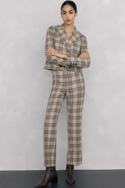 Pedro del Hierro Calças-Calças direitas aos quadrados Marrom