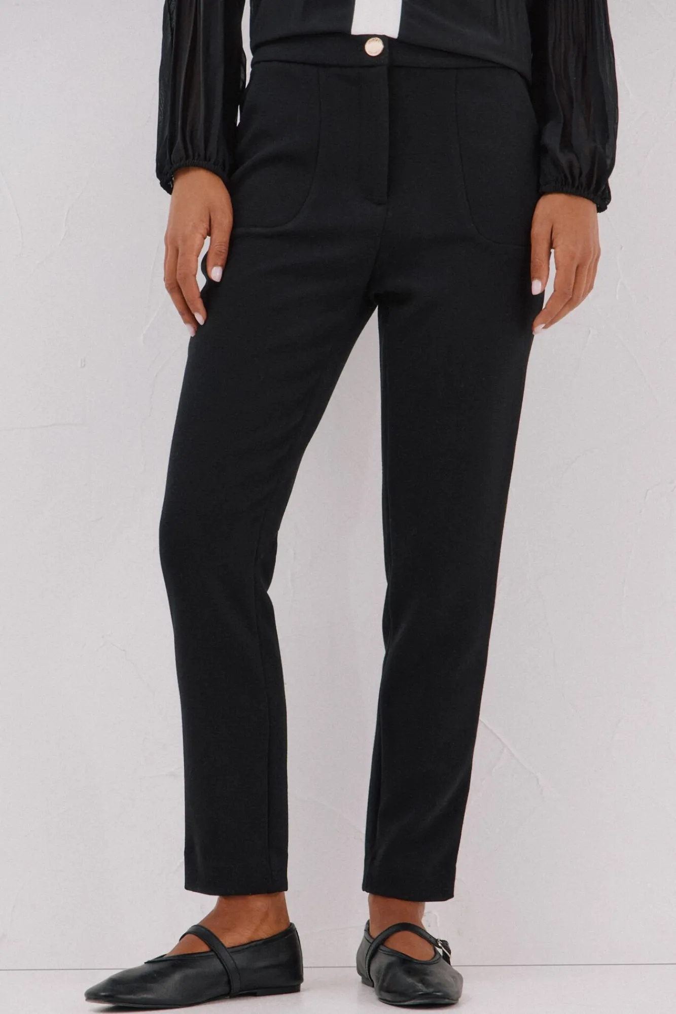 Cortefiel Calças-Calças elásticas confortáveis Preto