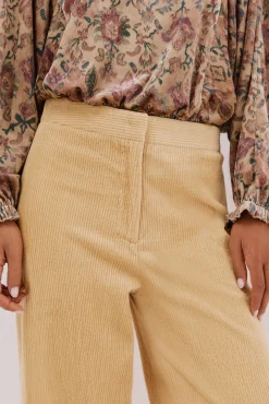 Cortefiel Fatos|Calças-Calças femininas de veludo larga Amarelo