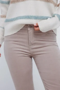 Springfield Calças-Calças flare de veludo cotelê cru