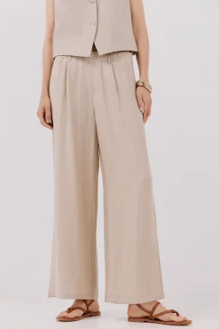 Cortefiel Calças-Calças fluidas largas Tostado