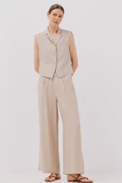 Cortefiel Calças-Calças fluidas largas Tostado