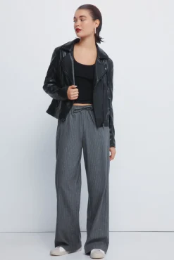 Springfield Calças-Calças jogger riscas de lurex cinzento