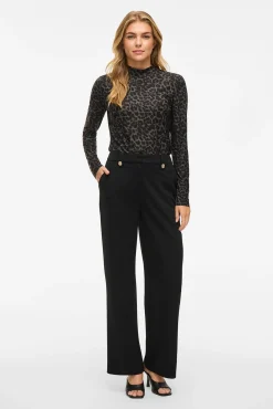 Vila Calças-Calças largas com botões Preto