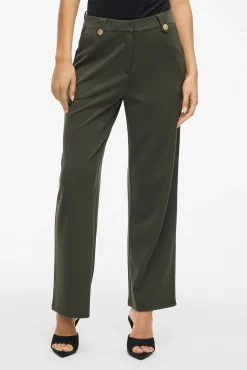 Vila Calças-Calças largas com botões Verde