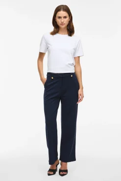 Vila Calças-Calças largas com botões Azul