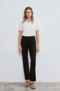 Vila Calças-Calças largas elásticas de cintura alta Preto