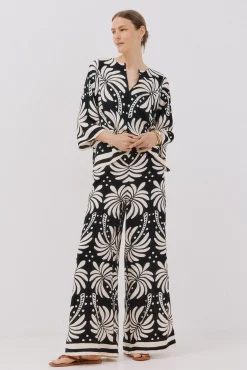 Cortefiel Calças-Calças largas estampadas Impress&atilde;o