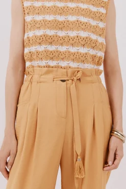 Cortefiel Calças-Calças pinças com cinto Castanho