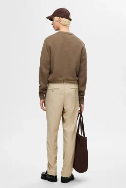 Selected Calças-Calças plissadas casuais Castanho