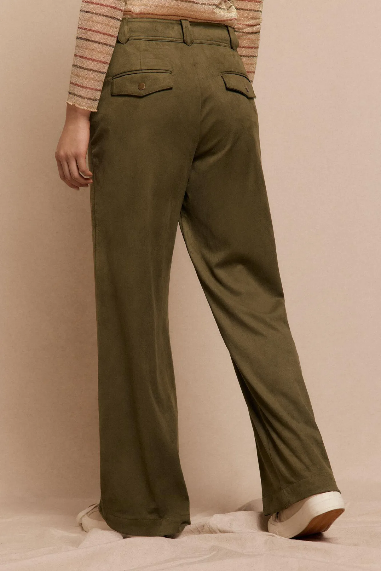 Slowlove Calças-Calças plissadas de camurça Verde