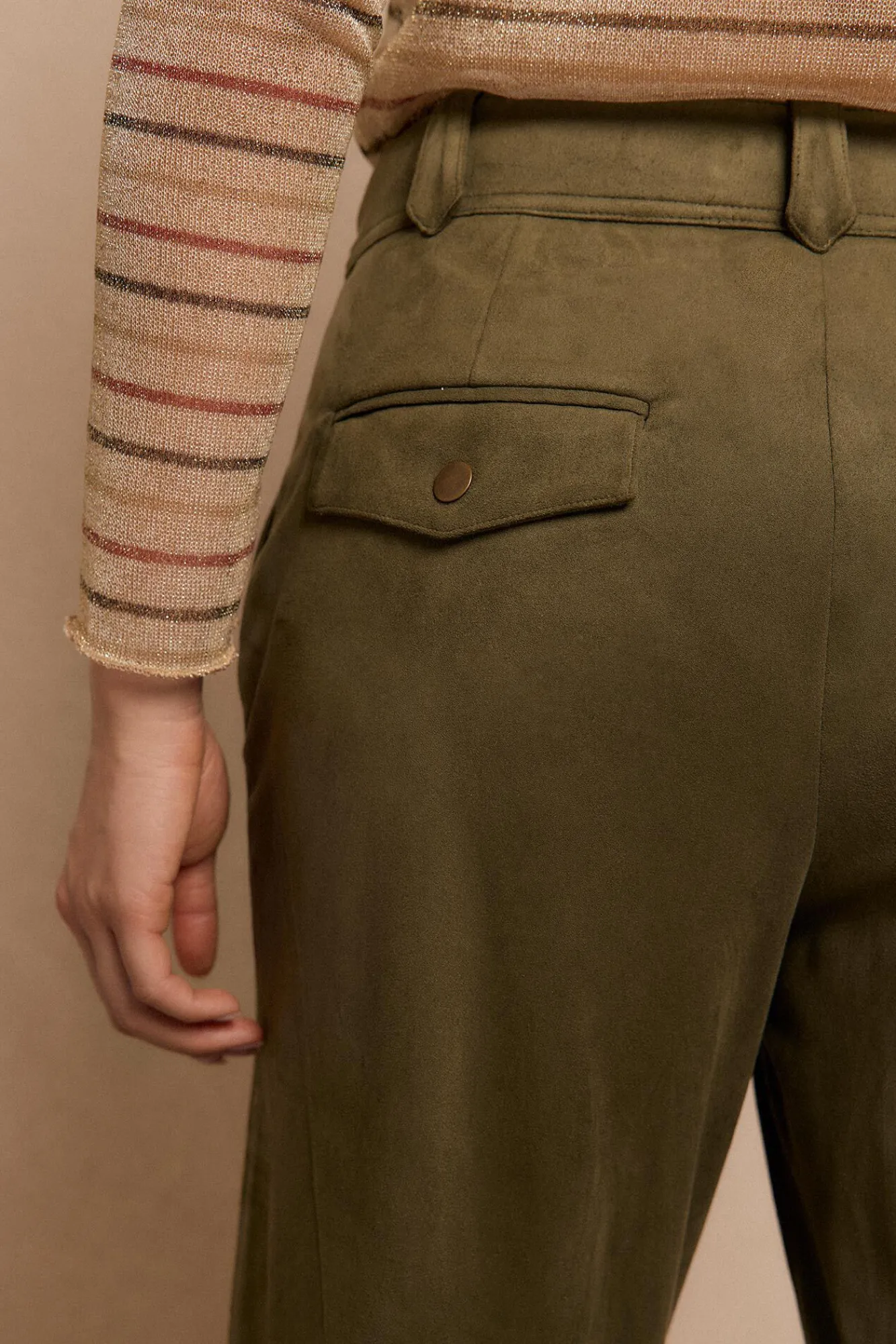 Slowlove Calças-Calças plissadas de camurça Verde